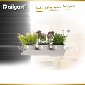 Metal jardín flor macetas <span class=keywords><strong>de</strong></span> hierbas en una bandeja en arcilla (conjunto <span class=keywords><strong>de</strong></span> 3) - Product Image 1