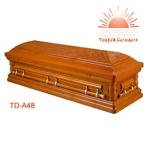 TD--A48 Amerikan tarzı katı ahşap tabut cenaze için kullanın