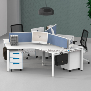 Cụm QS-OW07 Gồm <span class=keywords><strong>3</strong></span> Ngăn 120 Độ <span class=keywords><strong>3</strong></span> Chỗ Làm Việc Văn Phòng Lamnate Với Tủ Di Động - Product Image 4