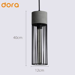 Industrial Edison Hanging <strong>Cage</strong> Pendant <strong>Lights</strong> With E26 E27 Base and Vintage Concrete <strong>Shade</strong> in Pendant <strong>Light</strong> Fixtures - Product Image 2