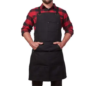 Waxed Canvas Heavy Duty Work Apron With Pockets-Deluxe Edition with Quick Release Buckle Adjustable up to XXL for Men and Women