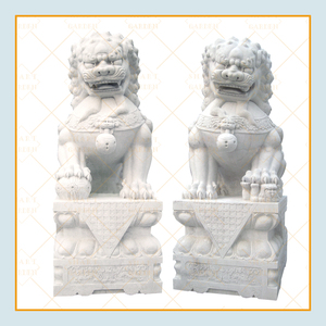 Porte d'entrée du <span class=keywords><strong>temple</strong></span> sculptée à la main de haute qualité décorée de grandes statues de chien Foo en marbre Fenggshui - Product Image 6