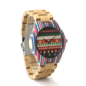 Relojes de madera hechos a mano de Bamboo Nature Relojes creativos de madera hechos a mano 2018 New Fashion Quartz Clock - Product Image 2