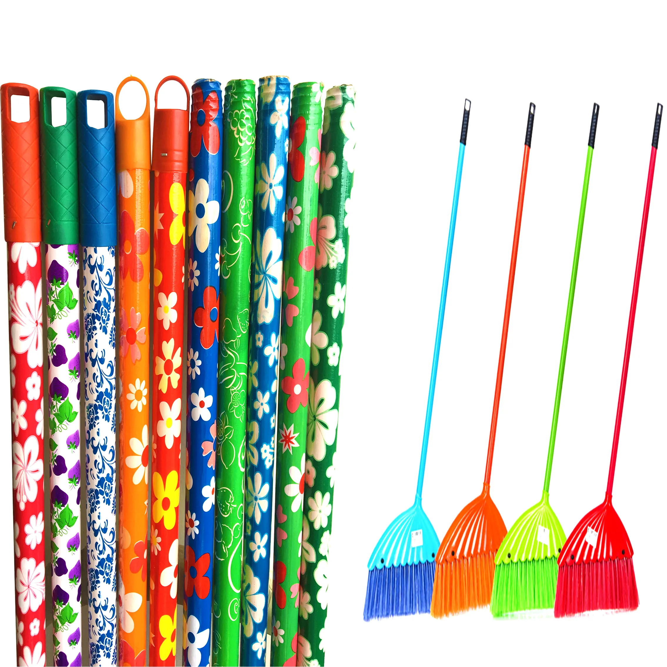 Manufacture factory supply made in china cleaning floor sticks with pvc coated wooden broom handle