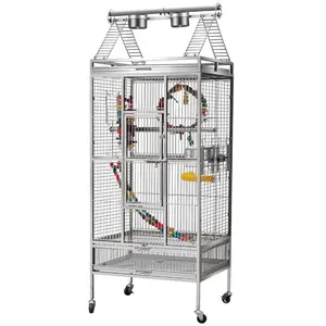 BC101 — cage à oiseaux en acier inoxydable, élégante, grande taille, en acier inoxydable, pour perroquet, vente en gros