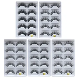 F Serie 5 Pairs Handgemaakte Mink Lashes 3D Nertsen Haar Valse Wimpers Natuurlijke Lange Hot Koop Mink Wimpers