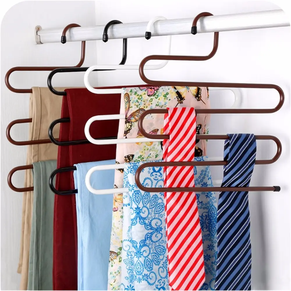 Inspring S-type 5 Layers Pants Trousers Hanger clothing metal hangers Multi Layer folding Metal clothes Rack