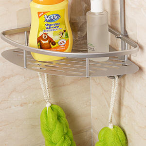 Support d'angle de salle de bain en <span class=keywords><strong>aluminium</strong></span> à deux niveaux Offre Spéciale étagères pour le rangement de la <span class=keywords><strong>cuisine</strong></span> Caddy de douche au fini brossé - Product Image 4