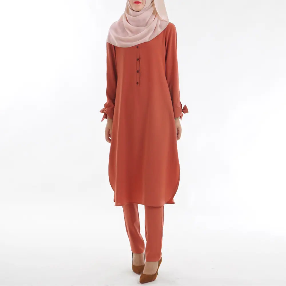 トルコのイスラムファッション服卸売イスラム教徒のアバヤオレンジドレスドレス控えめな品位の女性アバヤ