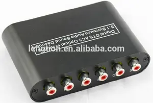 Dts digital de fibra óptica de audio a 5.1/2.1 canal analógico estéreo rca 6 convertidor de cine en casa