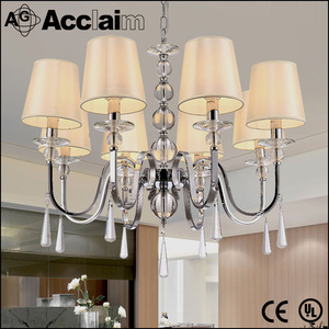European hotel classic grand LED <span class=keywords><strong>lampadario</strong></span> di cristallo <span class=keywords><strong>con</strong></span> paralume in tessuto - Product Image 6