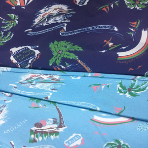 Printed Microfiber Polyester Fabric Recycled Polyester Micro Twill Waterproof Fabric For Beach Short Palm Tree Hawaiian Print Peach Skin Microfiber Fabric