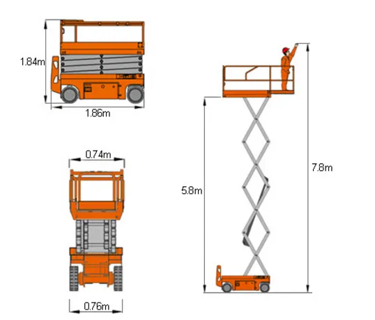 Hauteur de la plate-forme 5.8m Autopropulsé Électrique Ciseaux plate-forme Élévatrice