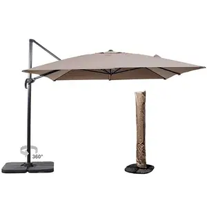 10FT Patio Outdoor 360 Rotation Hanging Taupe Roma Cantilever Umbrella