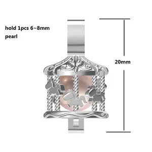 Enfants cadeau argent Carrousel cheval perle cage pendentif perle collier bijoux choisissez une perle d'eau douce