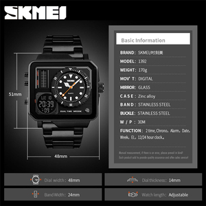 <span class=keywords><strong>SKMEI</strong></span> <span class=keywords><strong>1392</strong></span> usine Offre Spéciale hommes décontracté horloge grand cadran étanche 2023 sport Chrono montres - Product Image 6