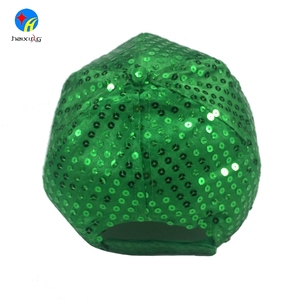 Least wholesale fashion 6 panel plain green sequins baseball cap - Product Image 5