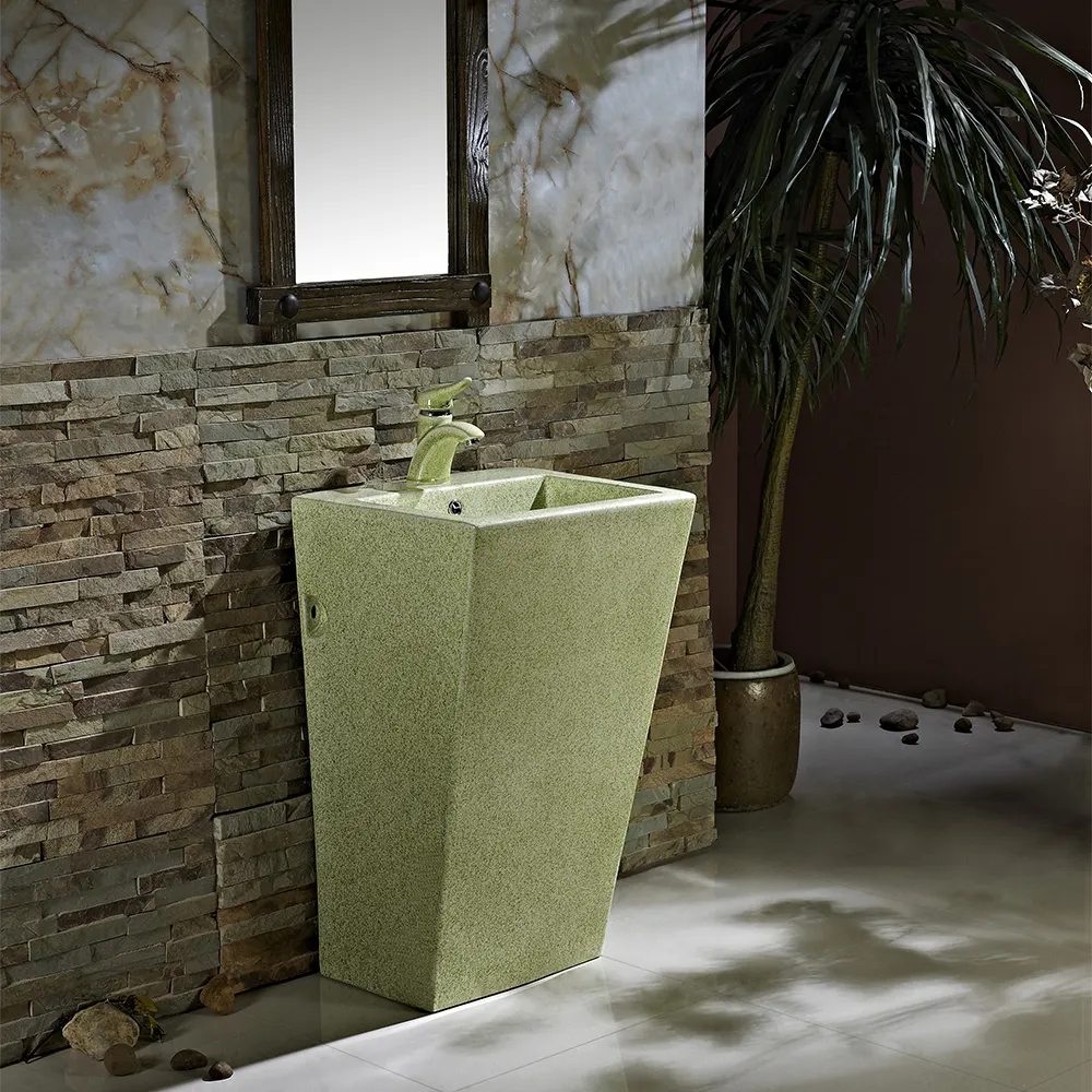 Мебель для ванной комнаты, Современная импортная керамическая раковина на подставке, светло-зеленая художественная напольная раковина для раковины в отеле, уборной, сделано в чаочжоу