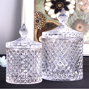 Nuevo diseño jarrones de caramelos de vidrio frascos de vidrio vela titular de <span class=keywords><strong>la</strong></span> vela con tapa contenedores pintados - Product Image 6