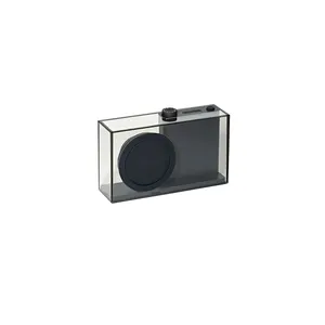 rectangular acrylic box with black base plexiglass sound component Lucite Speakers Box