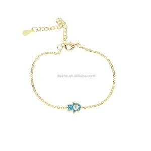 Promotion 2023 baby blue enamel hamsa hand cute Fatima's hand little girl gold bracelet for girl