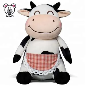 Juguete de peluche de vaca blanca y negra de fábrica China, nuevo regalo de promoción, lindos dibujos animados personalizados, animales de granja rellenos, juguetes de peluche de vaca