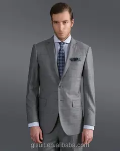 意大利修身 100% 羊毛两个按钮缺口翻领休闲西装灰色外套裤子时尚商务定制正式西装为人类