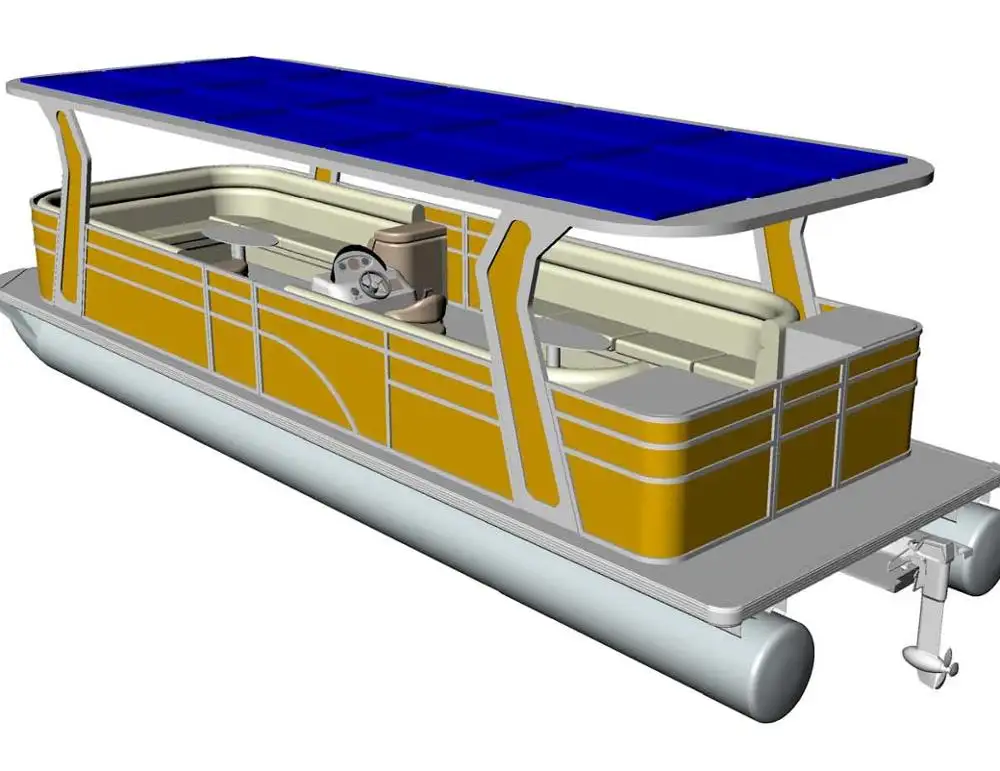 2019 nuovo prodotto 33 FT di energia solare di alluminio pontone <span class=keywords><strong>barca</strong></span> con motore elettrico