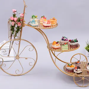 Présentoir de gâteau de bicyclette de dessert de mariage en métal pour la décoration de partie