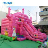 Bon marché Château Gonflable Rose Gonflable Videur Château Gonflable Avec Toboggans Pour Les Enfants