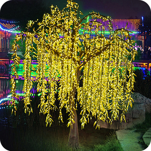 Arbre de <span class=keywords><strong>saule</strong></span> pleureur d'extérieur, plante artificielle décorative éclairée par LED, <span class=keywords><strong>blanc</strong></span> chaud, matériau <span class=keywords><strong>en</strong></span> cuivre, indice de protection IP65, Noël, Halloween - Product Image 6