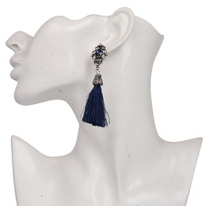 <span class=keywords><strong>Idun</strong></span> mujeres joyería femenina plateado vintage flor forma pendientes borla azul cristal hilo pendiente de gota - Product Image 5
