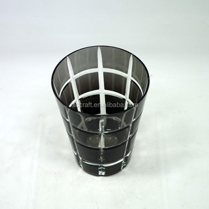Vaso de Cristal Negro Bohemio Checo Tallado en Cristal Transparente, Vaso para Jugo - Product Image 2