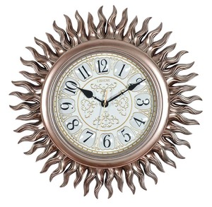 Reloj <span class=keywords><strong>de</strong></span> Pared <span class=keywords><strong>de</strong></span> Lujo Dorado con Diseño <span class=keywords><strong>de</strong></span> <span class=keywords><strong>Sol</strong></span>, Tipo Analógico <span class=keywords><strong>de</strong></span> Cuarzo Lisheng, Venta al por Mayor B8110 - Product Image 1
