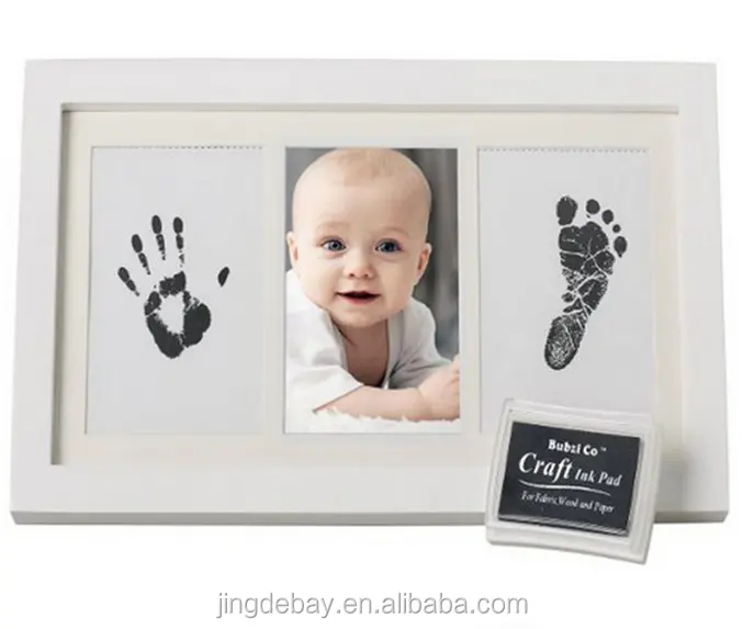 Kit de marco de fotos con huella impresa a mano con almohadilla de tinta, kit de fundición para bebés y familiares