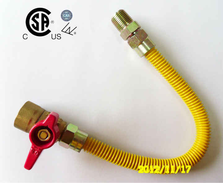 304 Flexible Stainless Steel Yellowcoated Gas Connector hose