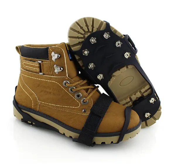Common size Fits All Footwear Anti Skid Outdoor Hiking Or Snowing Shoes Crampons With 10 Studs Heel Cleats