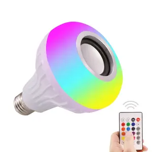 Pintar biru gigi musik rgb led bulb dengan ir remote 12 w pintar dipimpin lampu