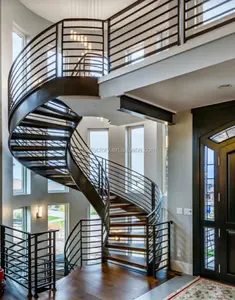 Moderne Stahl treppe Indoor gebogene gefertigte Stahl treppe Indoor gebogene vorgefertigte Stahl Holztreppe TS-471