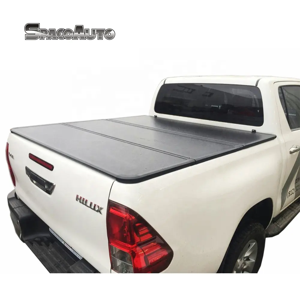 Hard Tri Folding Pickup Tonneau Cover Aluminum For 2015 Hilux Revo Vigo