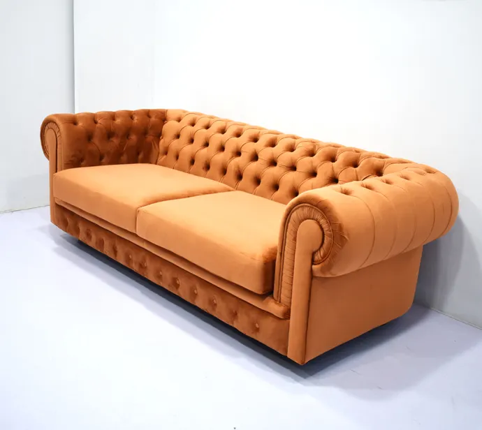 Kadife chesterfield kanepe üreticisi modern kumaş kanepe 3 koltuk