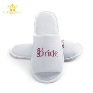 2022 New design bedroom premium comfort wedding bride terry towel slippers for spa and hotel