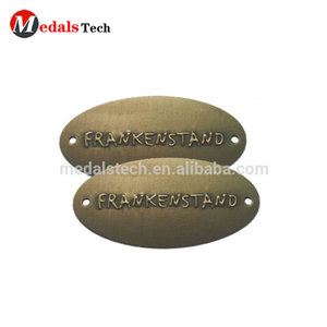 Bán Buôn Antique Kim Loại Khắc Brass Logo Sticker Tên Tấm Hình Bầu Dục Antique Brass Tags - Product Image 1