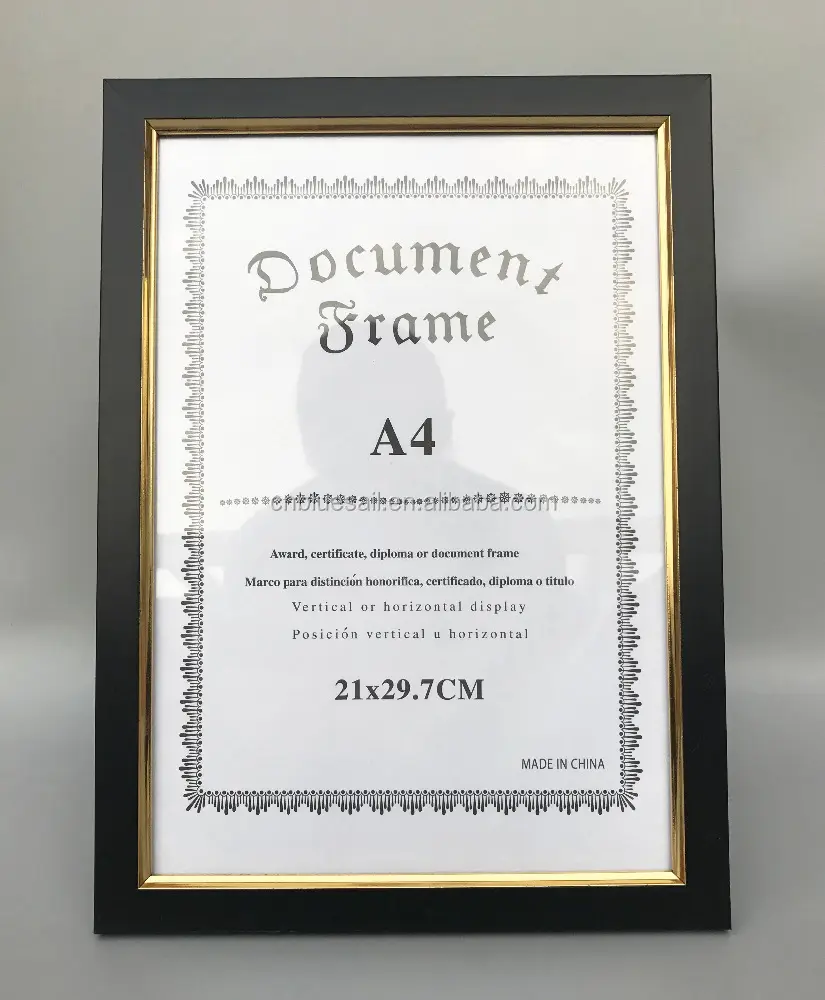 Cadre de documents A4 en plastique, cadre de certificat, cadre photo en plastique PS