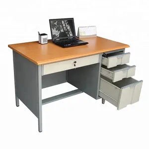 Knock Down Lockable MDF TOP Metal Drawers Office Desks