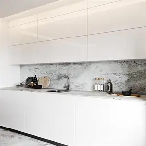 Armario de cocina con pintura de 2 pac, tablero acrílico blanco de alto brillo, armario de cocina alemán de China