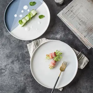 Placas de cozinha redondas, hues profundos demais fade redonda sobremesa restaurante casamento usado, louça de jantar conjuntos de placas de cerâmica jantar