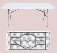Table Pliante Extérieure Portable en Plastique HDPE Blanc Économique de 1,80 m
