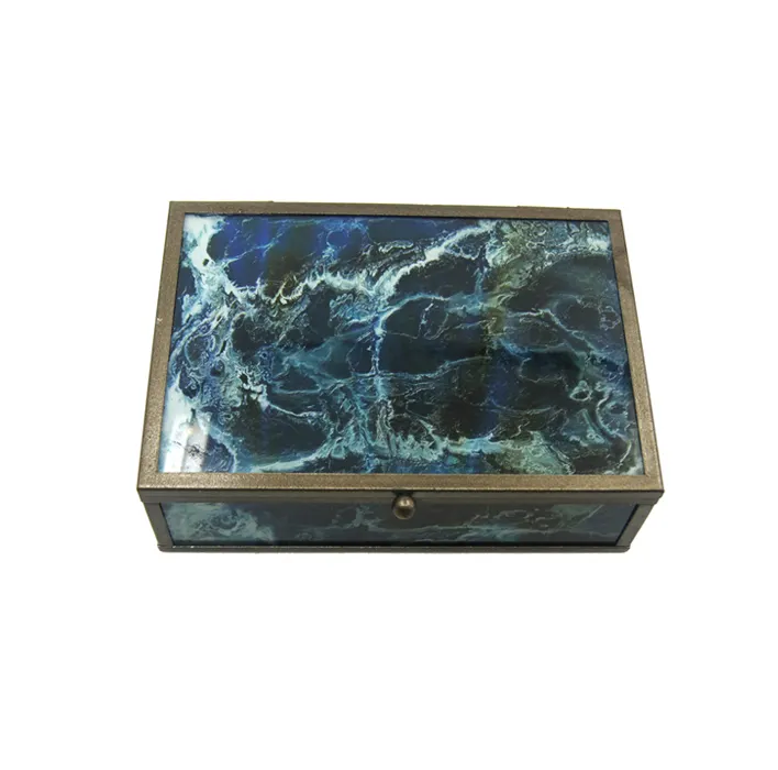 Factory price modern fashion luxury jewelry gift box marble look glass shell marble jewelry box