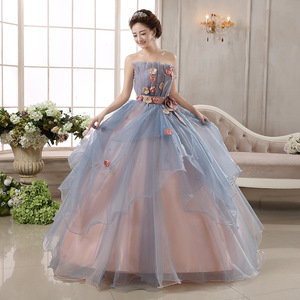 sachin and babi light blue dress Strapless Soft Gray Prom Formal Home Coming Dress with Flowers